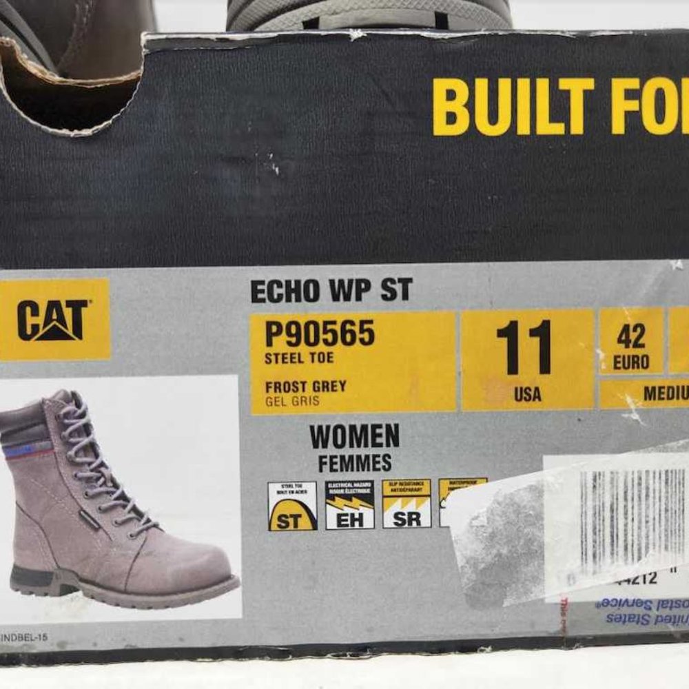 Women's 11 Cat Footwear Caterpillar Echo waterproof steel toe grey work boots - Picture 3 of 15